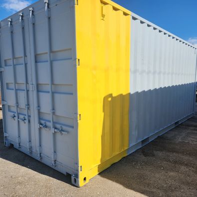 20FT SEA SHIPPING CONTAINER FRESH PAINT UPDATE ~ GREAT DELIVERY RATES TOO yelllow and grey