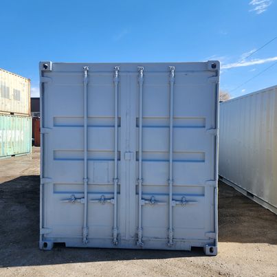20FT SEA SHIPPING CONTAINER FRESH PAINT UPDATE ~ GREAT DELIVERY RATES TOO yelllow and grey