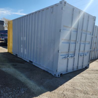 20FT SEA SHIPPING CONTAINER FRESH PAINT UPDATE ~ GREAT DELIVERY RATES TOO yelllow and grey