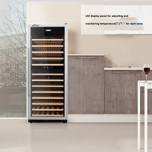 Thor Kitchen 24 inch 133 Bottles Wine Cooler Refrigerator Free Standing Wine Cellar Stainless Steel 13.42cu.ft HWC2408U