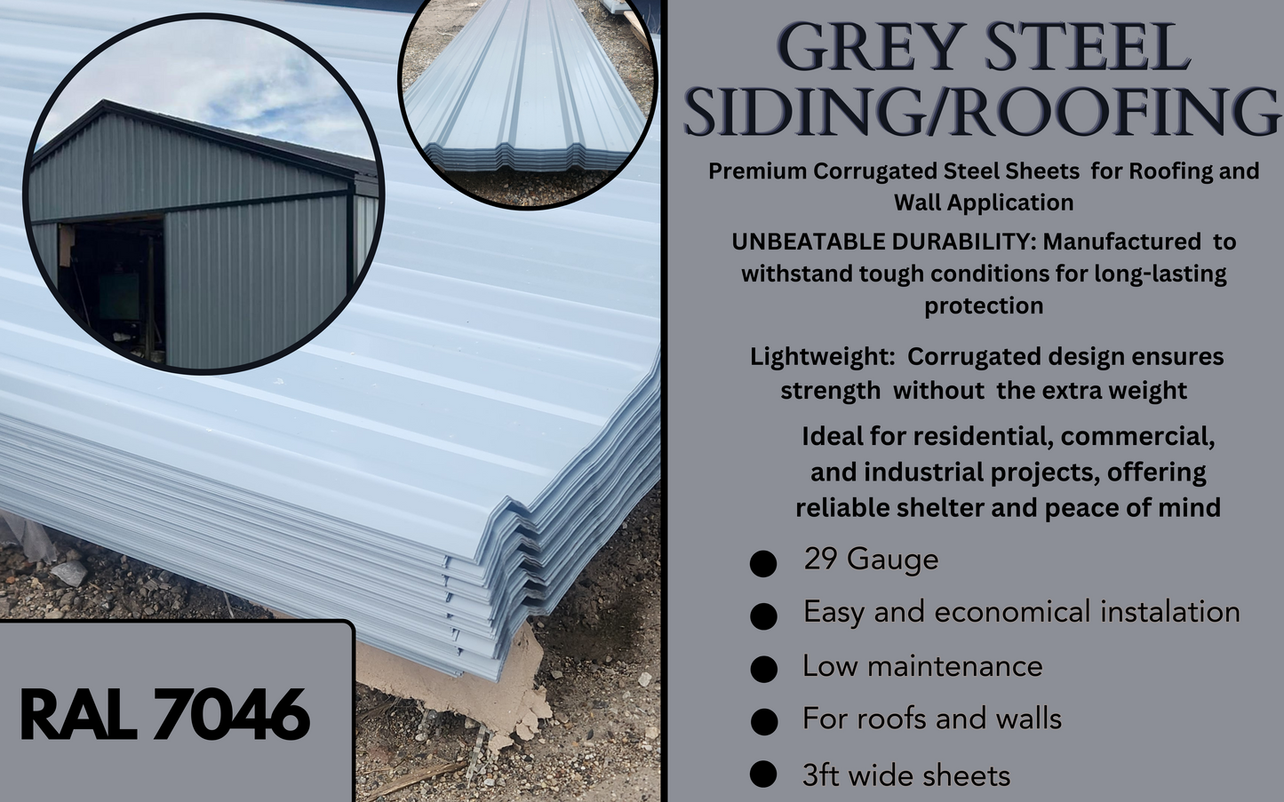STEEL SIDING/ROOFING 29 GAUGE! 10, 12, 16 FT LENGTHS!