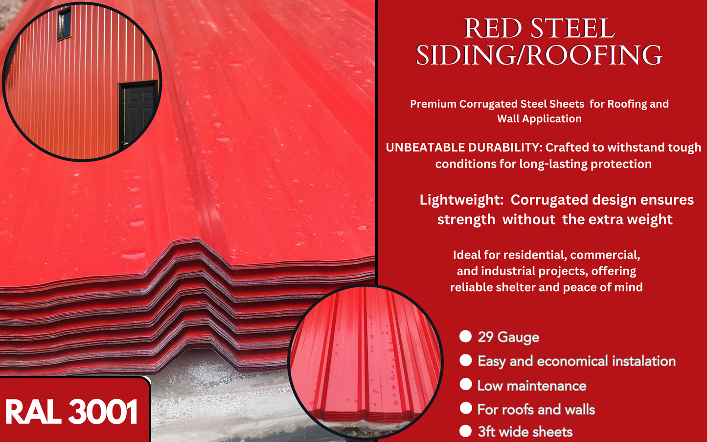 STEEL SIDING/ROOFING 29 GAUGE! 10, 12, 16 FT LENGTHS!