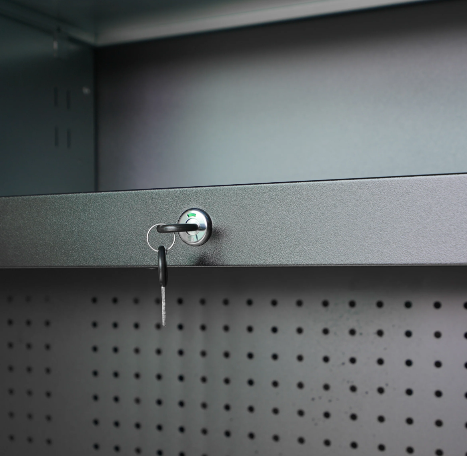 NEW 72 INCH BLUE TOOL CABINET WITH OVERHEAD CABINETS AND PEGBOARD! WOW