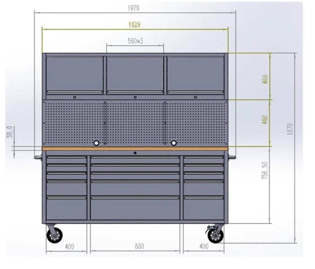 NEW 72 INCH BLUE TOOL CABINET WITH OVERHEAD CABINETS AND PEGBOARD! WOW