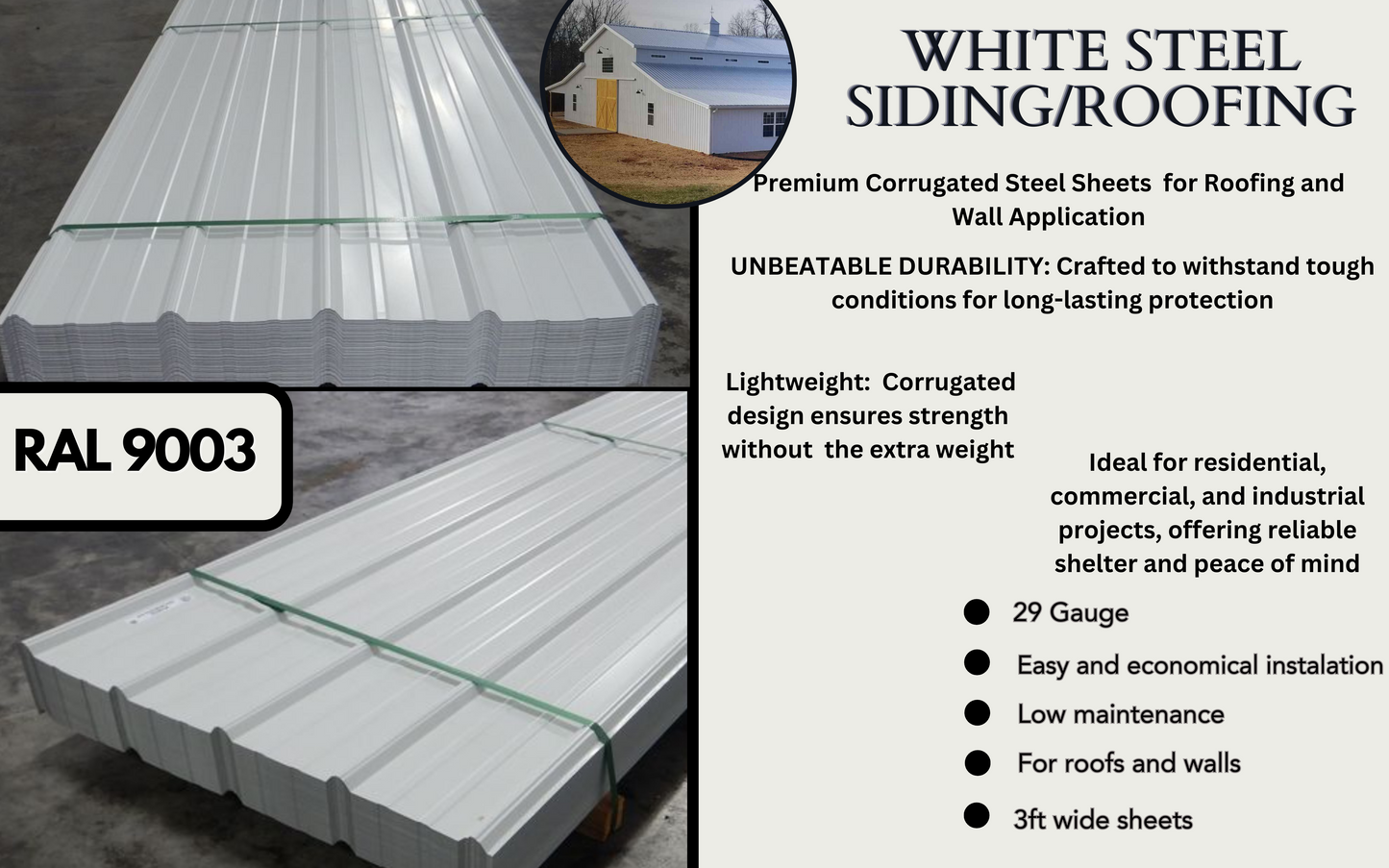 STEEL SIDING/ROOFING 29 GAUGE! 10, 12, 16 FT LENGTHS!