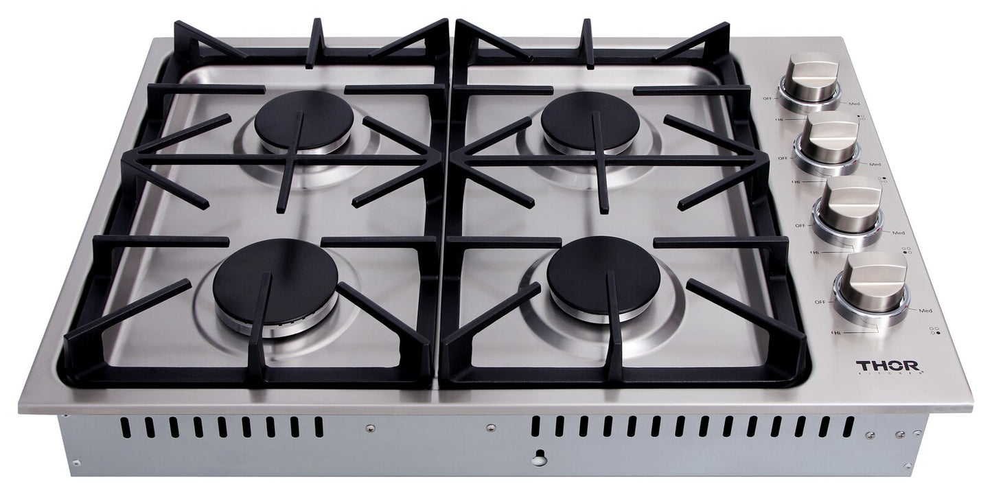 Thor Kitchen TGC3001 Cooktop, 30 inch Exterior Width, Gas Cooktop, 4 Burners