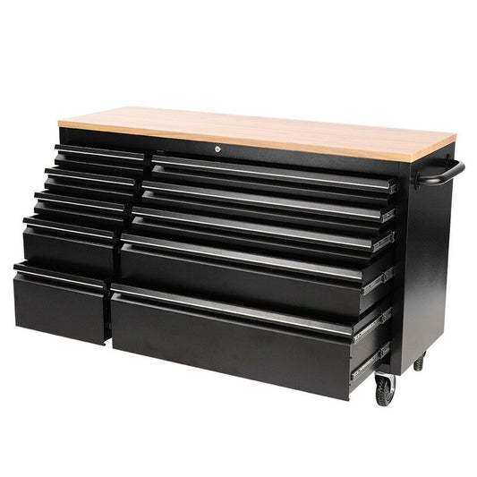 55Inch 10 Drawer Moving Tool Chest Storage Lockable Tool Cabinet Garage Workbench
