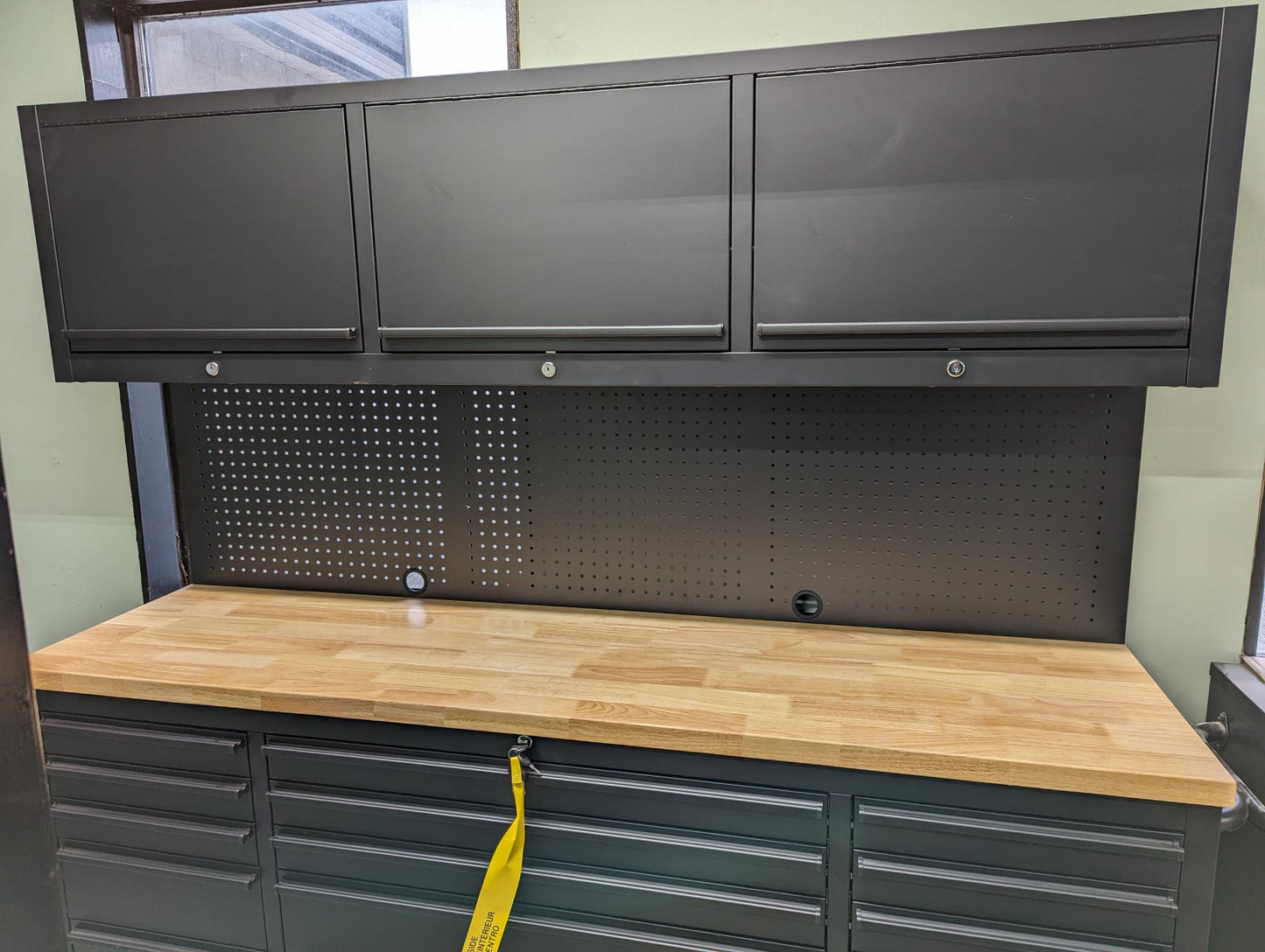72 INCH BLACK TOOL CABINET WITH PEGBOARD & UPPER CABINETS