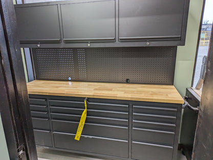 72 INCH BLACK TOOL CABINET WITH PEGBOARD & UPPER CABINETS