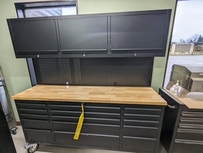 72 INCH BLACK TOOL CABINET WITH PEGBOARD & UPPER CABINETS