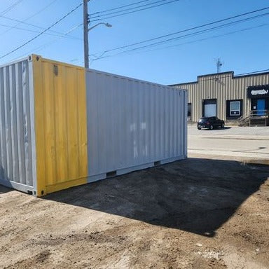 20FT SEA  SHIPPING CONTAINER FRESH PAINT UPDATE ~ GREAT DELIVERY RATES TOO yelllow and grey