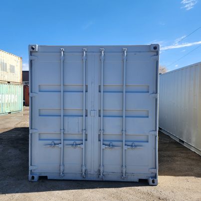 20FT SEA  SHIPPING CONTAINER FRESH PAINT UPDATE ~ GREAT DELIVERY RATES TOO yelllow and grey