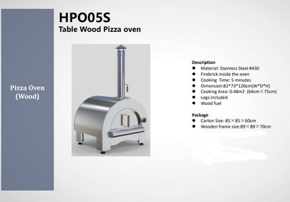 TABLE TOP WOOD FIRED PIZZA OVEN  NEW FOR 2023 stainless or black!