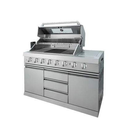 OUTDOOR KITCHEN Stainless Steel , 6 Main Burners, Rear Burner, Side Burner, Integrated Sink & Refrigerator, CSA/CE Certified,