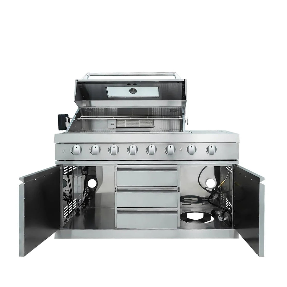 OUTDOOR KITCHEN Stainless Steel , 6 Main Burners, Rear Burner, Side Burner, Integrated Sink & Refrigerator, CSA/CE Certified,