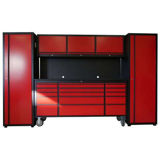 FREEDOM ROUGE 6 Foot Tool Cabinet with Pegboard and Upper Cabinets - RED & BLACK
