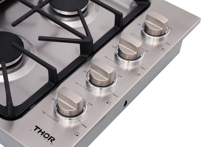 Thor Kitchen TGC3001 Cooktop, 30 inch Exterior Width, Gas Cooktop, 4 Burners
