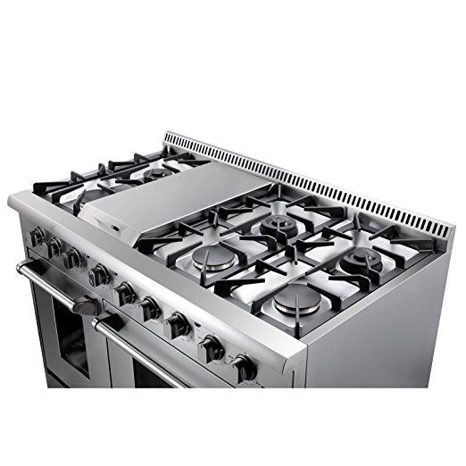 THOR 48" Commercial Range with Six Burners, Griddle Section