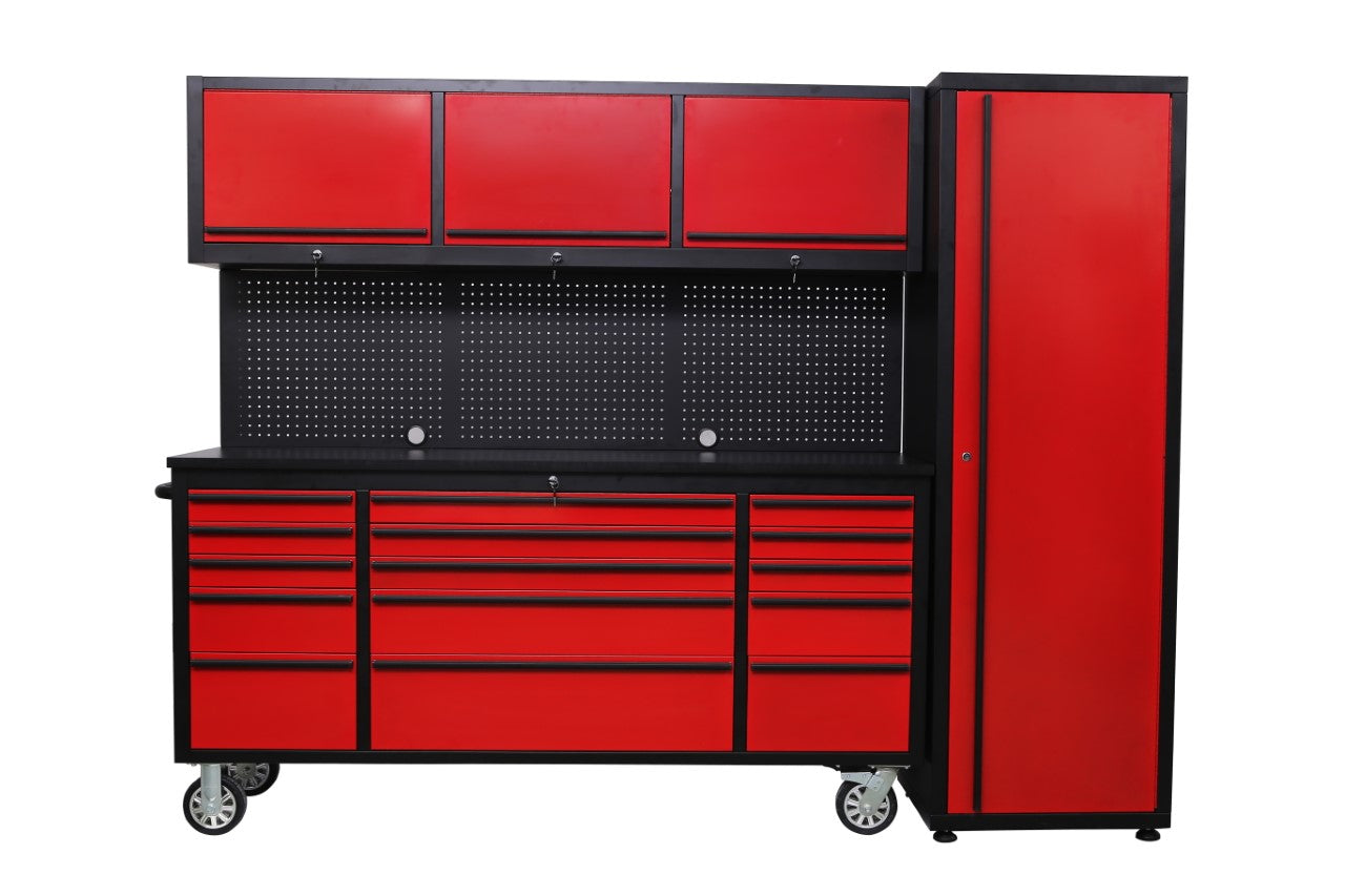 FREEDOM ROUGE 6 Foot Tool Cabinet with Pegboard and Upper Cabinets - RED & BLACK