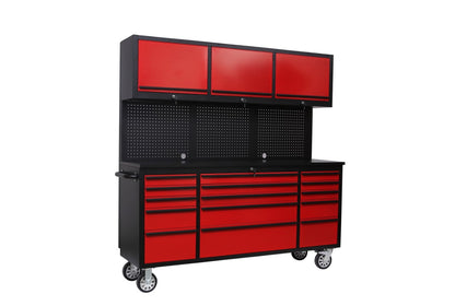 FREEDOM ROUGE 6 Foot Tool Cabinet with Pegboard and Upper Cabinets - RED & BLACK